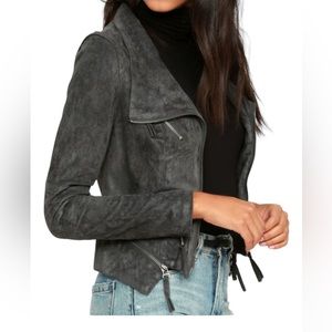 LULU’S Ready For Anything Charcoal Grey Suede Moto Jacket, Size XS